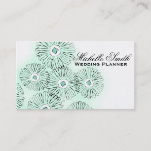 Mint black white Flowers florists wedding planner Business Card