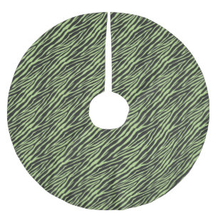 Mint Black Zebra Print Stripes Brushed Polyester Tree Skirt