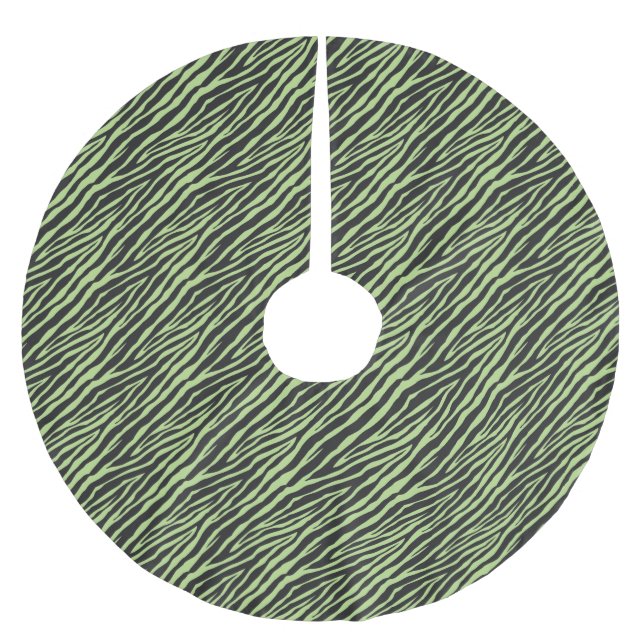 Mint Black Zebra Print Stripes Brushed Polyester Tree Skirt (Front)