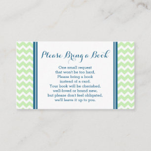 Mint Blue Chevron Baby Shower Book Request Card
