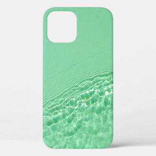 Mint blue coloured clear water surface texture wit iPhone 12 case