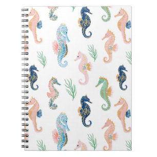 Mint Blue Green Pink Seahorses Notebook