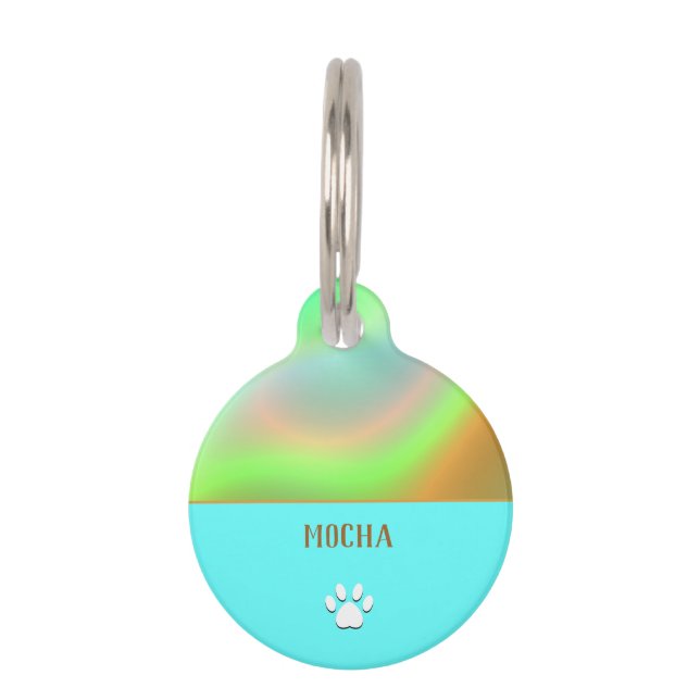 Mint Blue Holographic Pet Tag (Front)