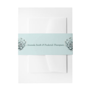 Mint Blue Pine Green Succulents Invitation Belly Band