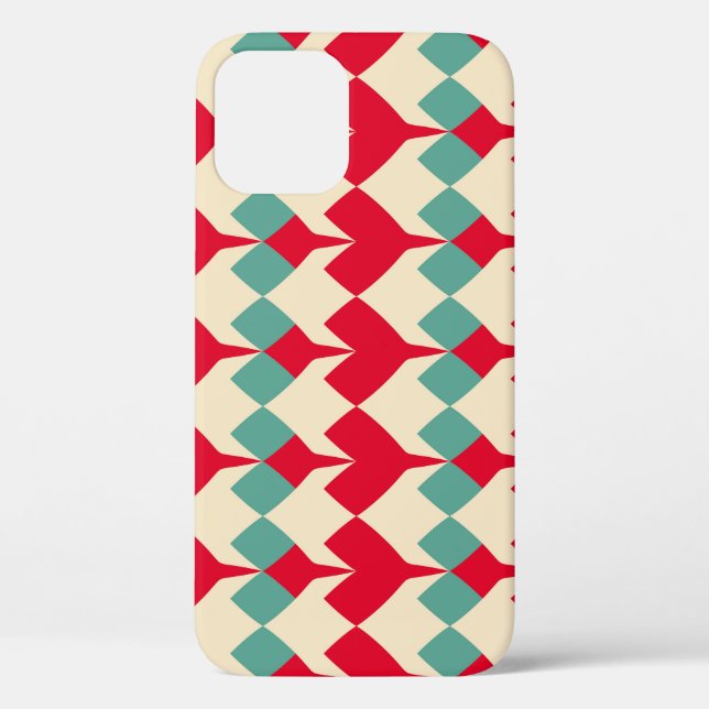 Mint blue, red hearts tile pattern. Case-Mate iPhone case (Back)