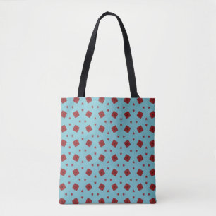 Mint Blue & Red Retro Geometric Tote Bag