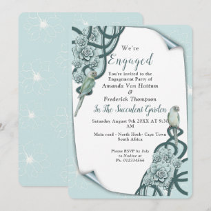 Mint Blue to Pine Green Succulents Invitation