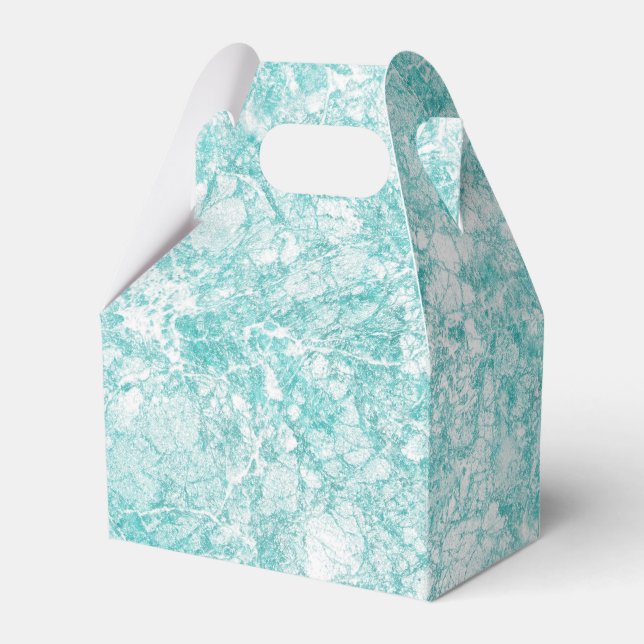 Mint Blue & White Marble Texture Favour Box (Front Side)