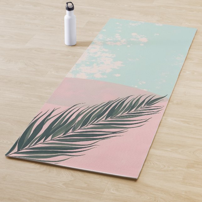 Mint Blush Pink Abstract Modern Collection Yoga Mat (In Situ)