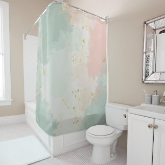 Mint Blush Pink Abstract Popular Collection Shower Curtain