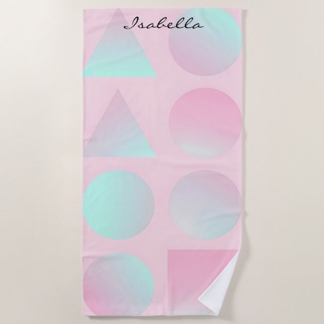 Mint Blush Pink Abstract Trendy Collection Beach Towel (Front)