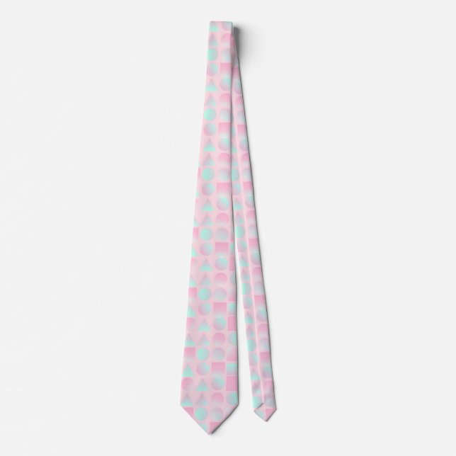 Mint Blush Pink Abstract Trendy Collection Tie (Front)
