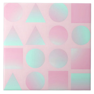 Mint Blush Pink Abstract Trendy Collection Tile