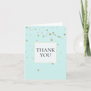 Mint Blush Pink Gold Confetti Thank You Card