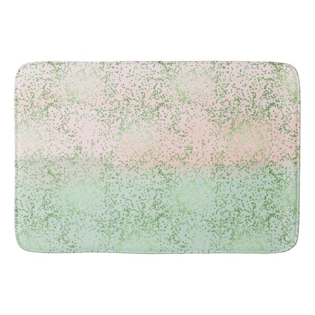 Mint Blush Pink Watercolor Confetti Dots Bath Mat (Front)