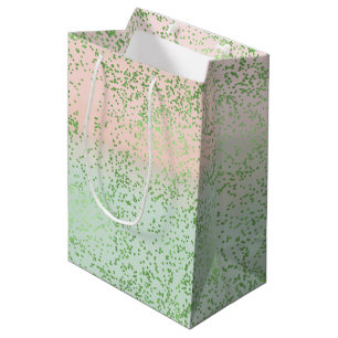 Mint Blush Pink Watercolor Confetti Dots Medium Gift Bag