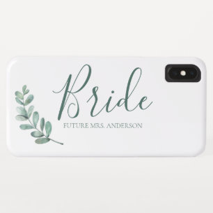 Mint Botanical Elegant Bride Monogram Case-Mate iPhone Case