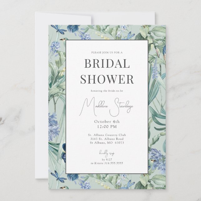 Mint Botanical Garden Bridal Shower Invitation (Front)