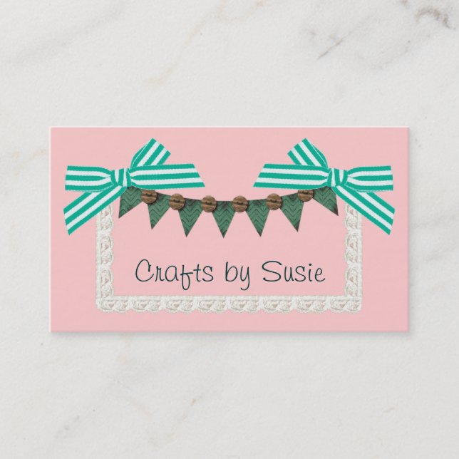 Mint bow custom colour crafts sewing business card (Front)