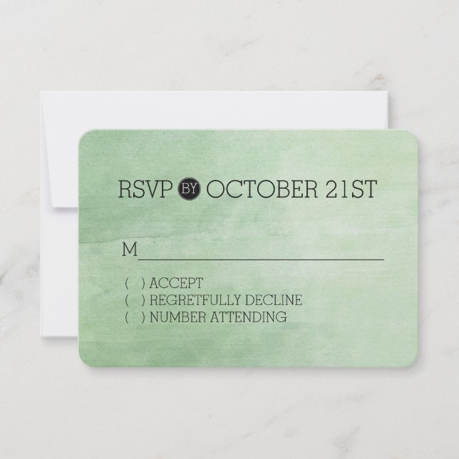 Mint Breeze Watercolor RSVP Card (Front)