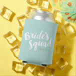 Mint Bride's Squad Personalised Bridal Party Gifts Can Cooler<br><div class="desc">Custom bridal party can coolers with "Bride's Squad" graphic in a stylish brush script. Personalise it with your wedding date,  wedding hashtag,  bridesmaids' names or other custom text. Unique gift for bride,  bridesmaids and wedding party!</div>