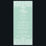Mint Brocade Lace Wedding Menu Card<br><div class="desc">Elegant and whimsical brocade lace pattern. This is a part of a wedding suite. Other colours and matching items are available.</div>