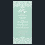 Mint Brocade Lace Wedding Menu Card<br><div class="desc">Elegant and whimsical brocade lace pattern. This is a part of a wedding suite. Other colours and matching items are available.</div>