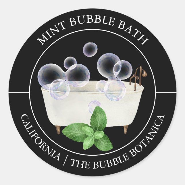 Mint Bubble Bath label (Front)
