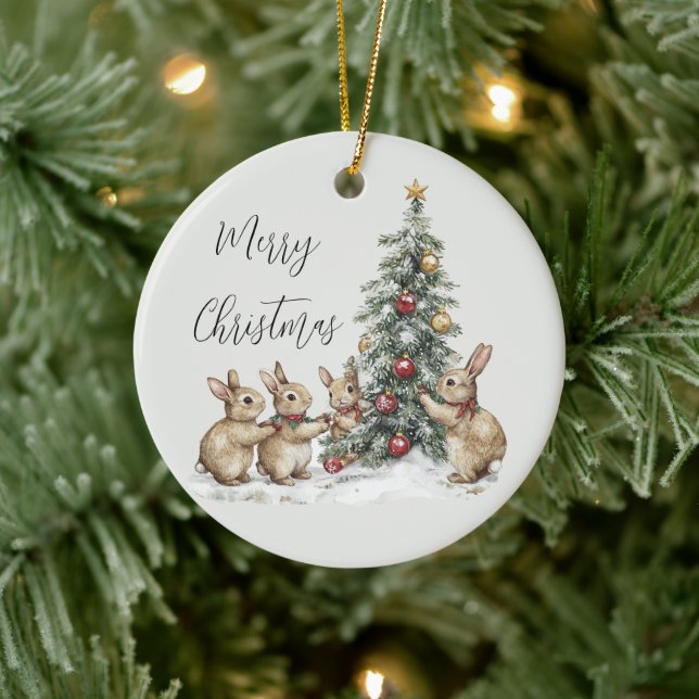 Mint Bunnies Christmas Tree Ceramic Tree Decoration (Tree)