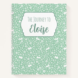 Mint Bunny Floral IVF Fertility Journey Premium Notebook