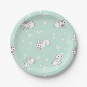 Mint Bunny Paper Plates