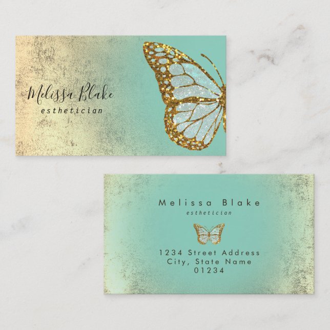 mint butterfly design business card (Front/Back)