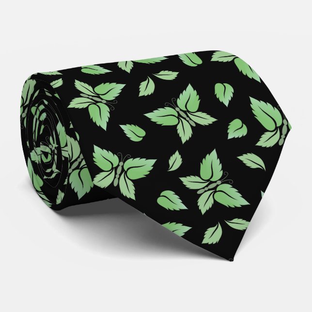 Mint Butterfly Pattern Tie (Rolled)
