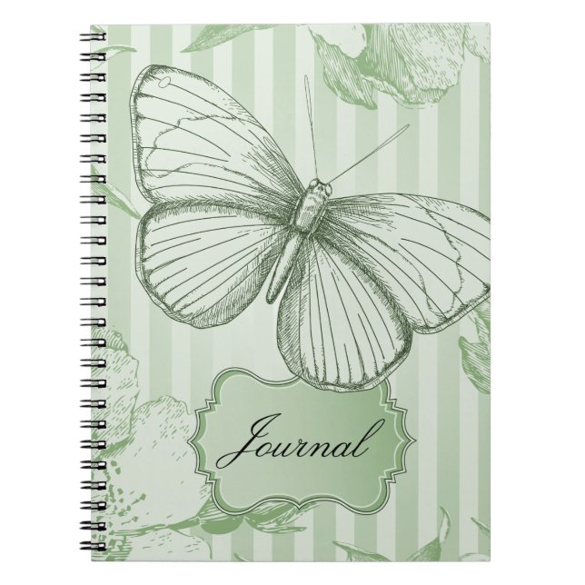 Mint Butterfly Spiral Notebook (Front)