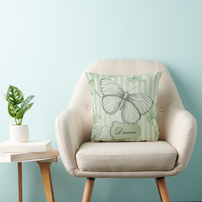 Mint Butterfly Stripes Dream Cushion (Chair)