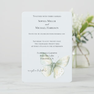 Mint Butterfly Wedding Invitation
