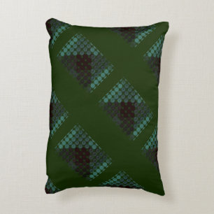 Mint button or pit on forest green, forming shapes decorative cushion