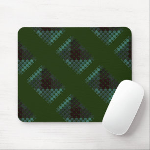 Mint button or pit on forest green, forming shapes mouse pad