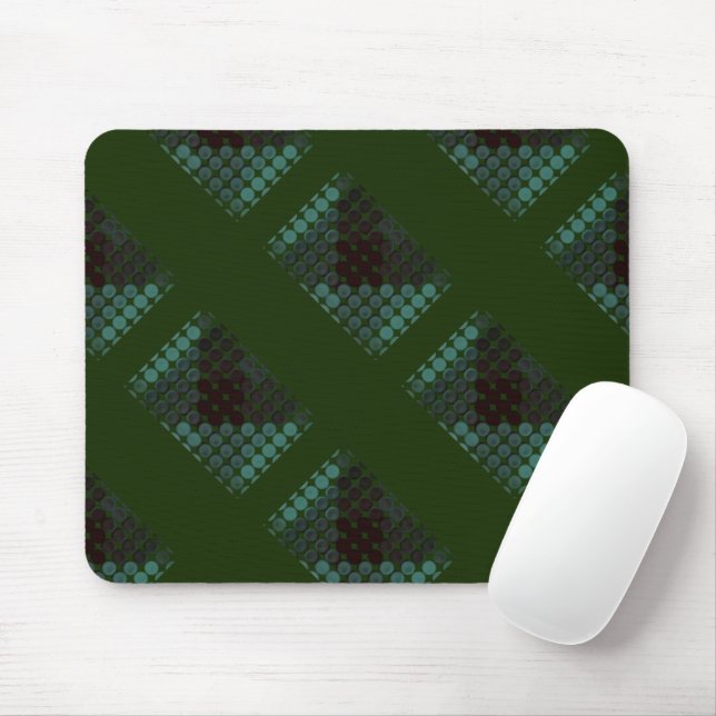 Mint button or pit on forest green, forming shapes mouse pad (With Mouse)