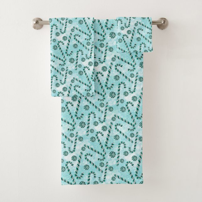 Mint Candy Cane Christmas Mint Candy Cane Christma Bath Towel Set (Insitu)