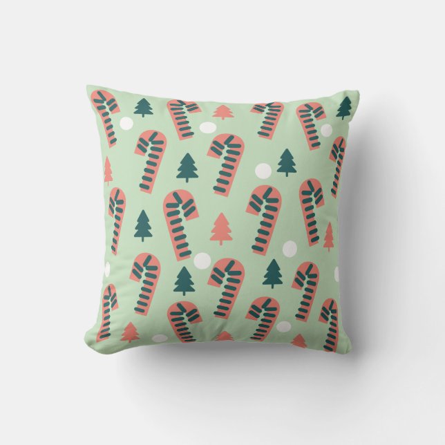 Mint Candy Cane Pattern Cushion (Front)