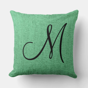Mint Canvas Look Monogram Cushion