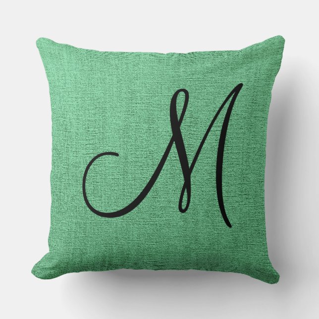 Mint Canvas Look Monogram Cushion (Front)