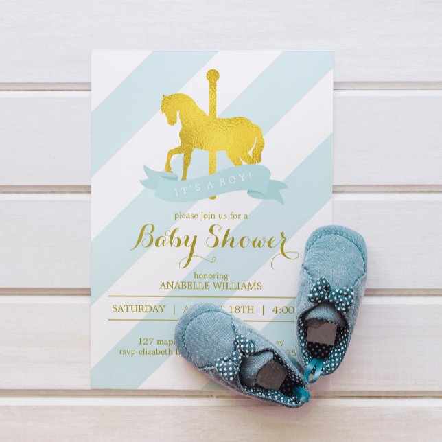 Mint Carousel Horse Baby Shower Invitation (Creator Uploaded)