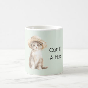 Mint Cat in a Hat Coffee Mug