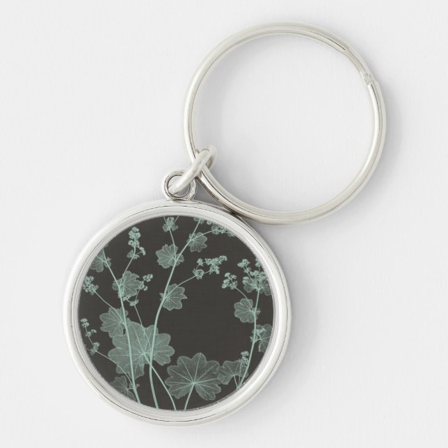 Mint & Charcoal Nature Study I Key Ring (Front)