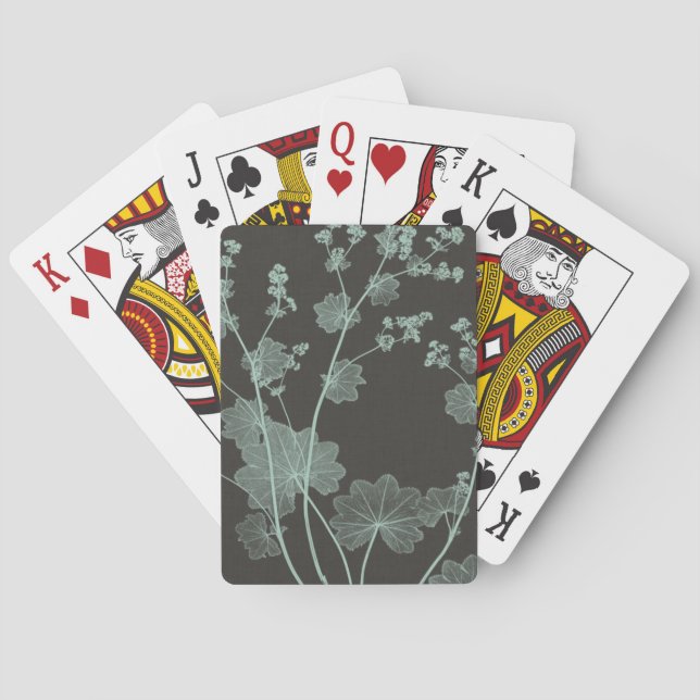 Mint & Charcoal Nature Study I Playing Cards (Back)