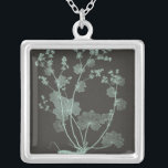 Mint & Charcoal Nature Study I Silver Plated Necklace<br><div class="desc">Floral</div>