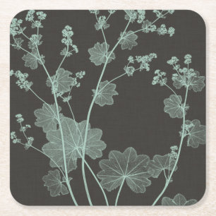 Mint & Charcoal Nature Study I Square Paper Coaster