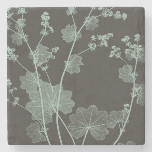 Mint & Charcoal Nature Study I Stone Coaster